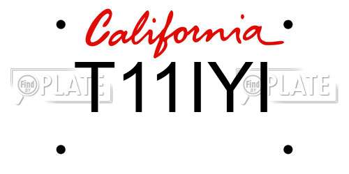 T11IYI California License Plate