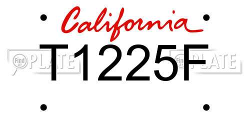 T1225F California License Plate