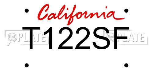 T122SF California License Plate
