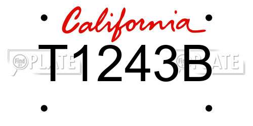 T1243B California License Plate