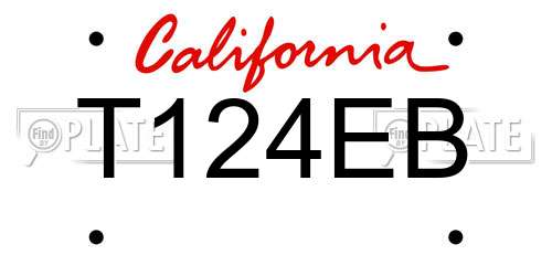 T124EB California License Plate