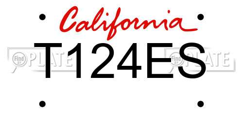 T124ES California License Plate