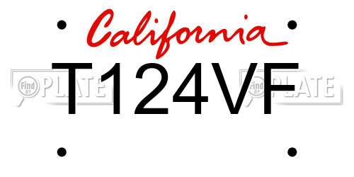 T124VF California License Plate