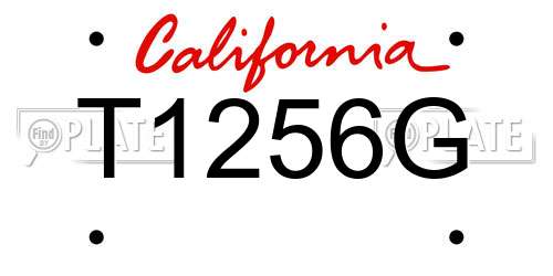 T1256G California License Plate