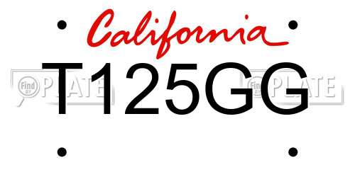 T125GG California License Plate