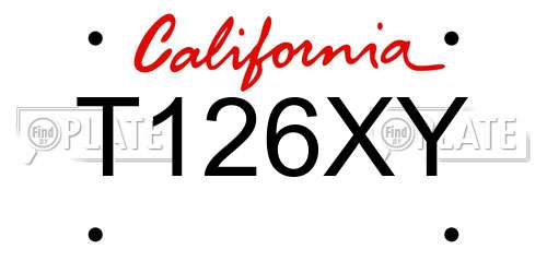 T126XY California License Plate