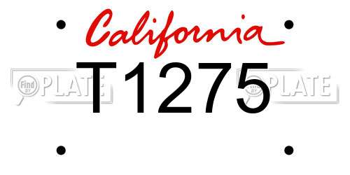 T1275 California License Plate