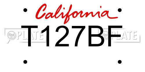 T127BF California License Plate
