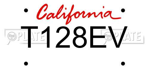 T128EV California License Plate