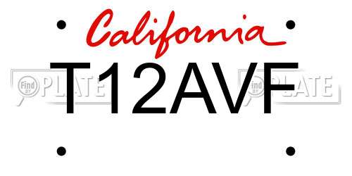T12AVF California License Plate