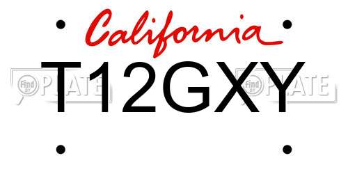 T12GXY California License Plate