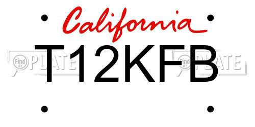 T12KFB California License Plate