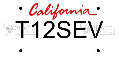 T12SEV California License Plate