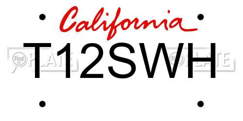 T12SWH California License Plate