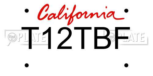 T12TBF California License Plate