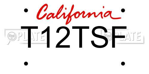 T12TSF California License Plate