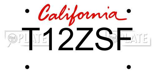 T12ZSF California License Plate