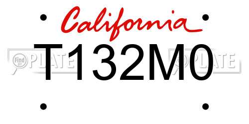 T132M0 California License Plate