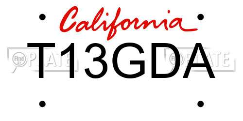 T13GDA California License Plate