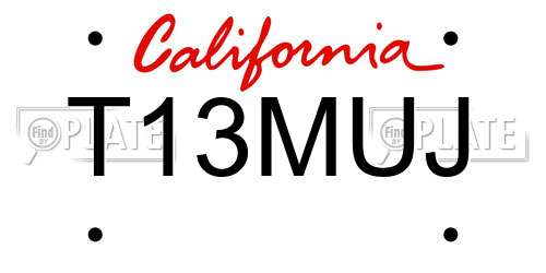 T13MUJ California License Plate