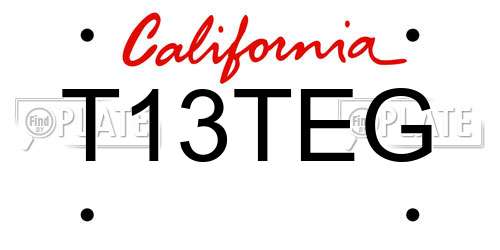T13TEG California License Plate