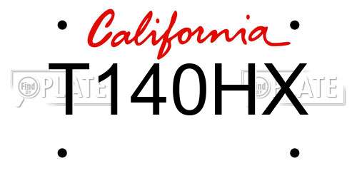 T140HX California License Plate