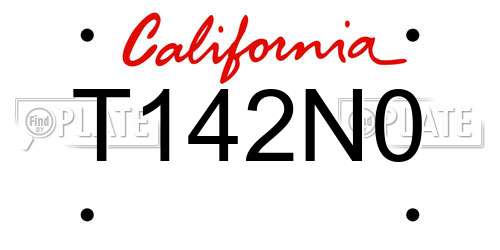 T142N0 California License Plate