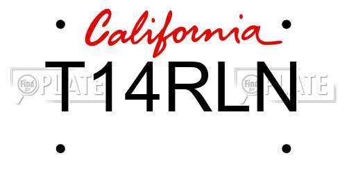 T14RLN California License Plate