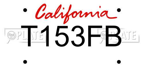 T153FB California License Plate