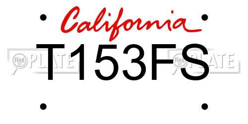 T153FS California License Plate