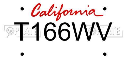 T166WV California License Plate