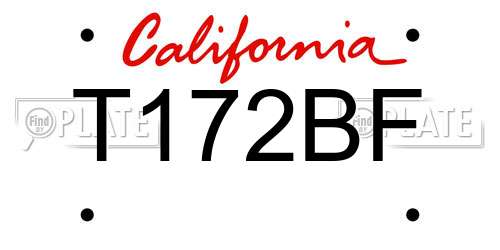 T172BF California License Plate