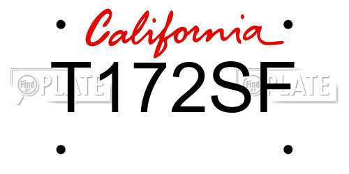 T172SF California License Plate