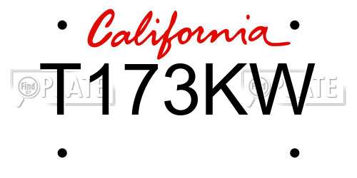 T173KW California License Plate
