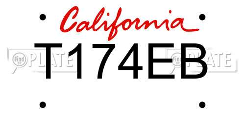 T174EB California License Plate
