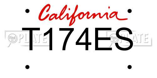 T174ES California License Plate