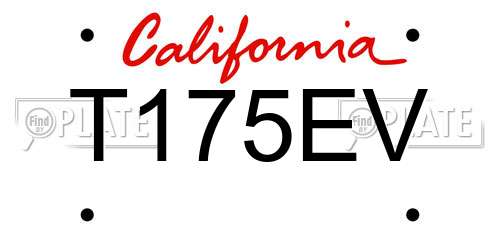 T175EV California License Plate