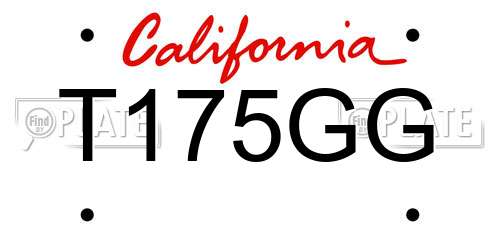 T175GG California License Plate