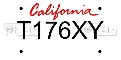T176XY California License Plate