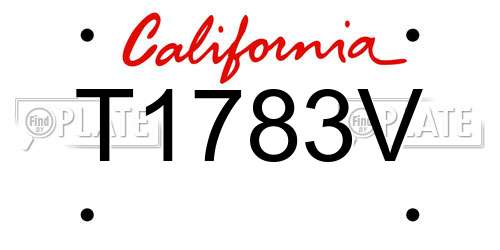 T1783V California License Plate