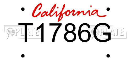 T1786G California License Plate
