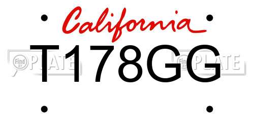 T178GG California License Plate