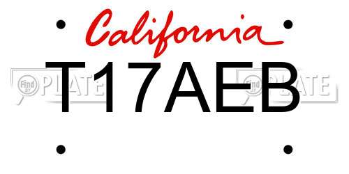 T17AEB California License Plate