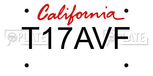 T17AVF California License Plate