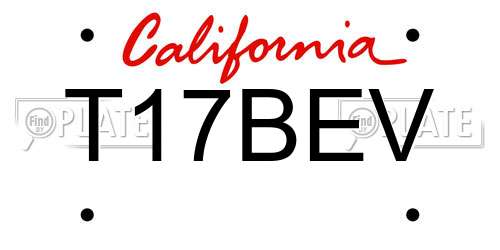 T17BEV California License Plate
