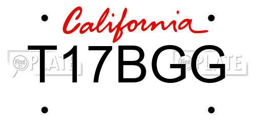 T17BGG California License Plate