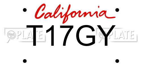 T17GY California License Plate