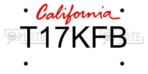T17KFB California License Plate