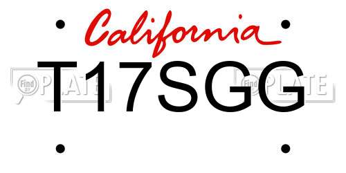 T17SGG California License Plate