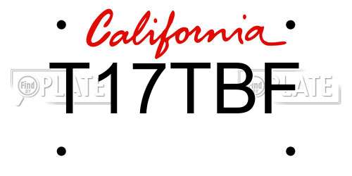 T17TBF California License Plate